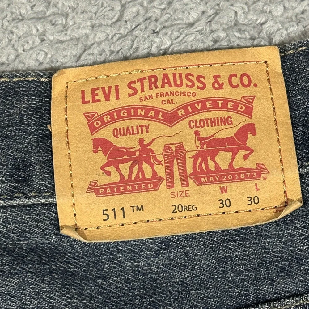 Levis Jeans Mens 30x30 Blue 511 Slim Straight Leg Denim Pants #3321